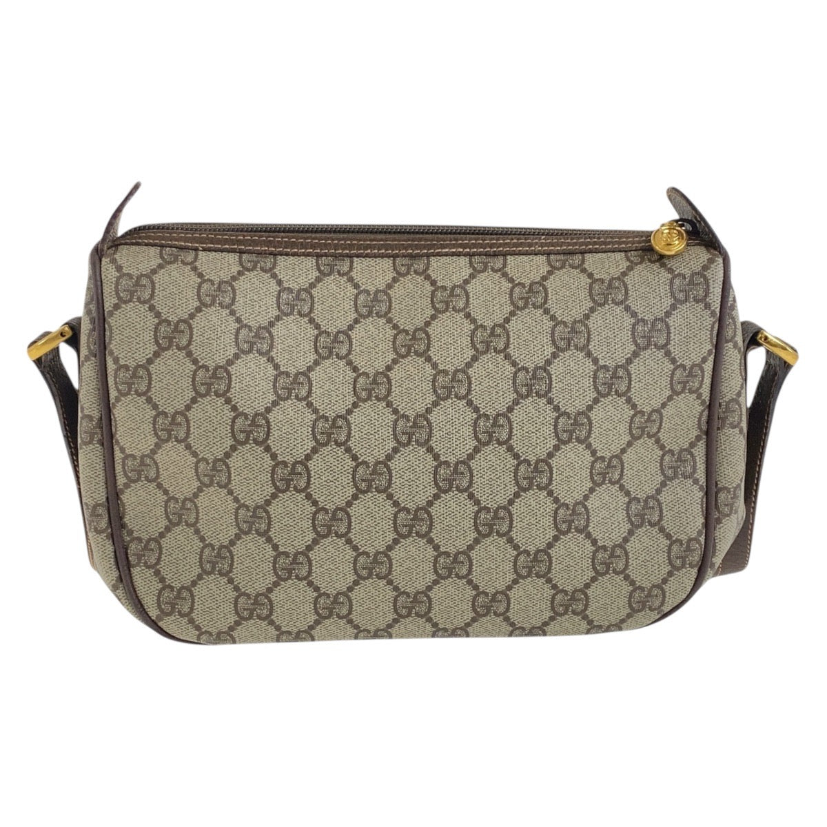 GUCCI Shoulder Bag 001 123 6177 GG Supreme Canvas Beige Brown Gold Metal Old Gucci Shelly Line