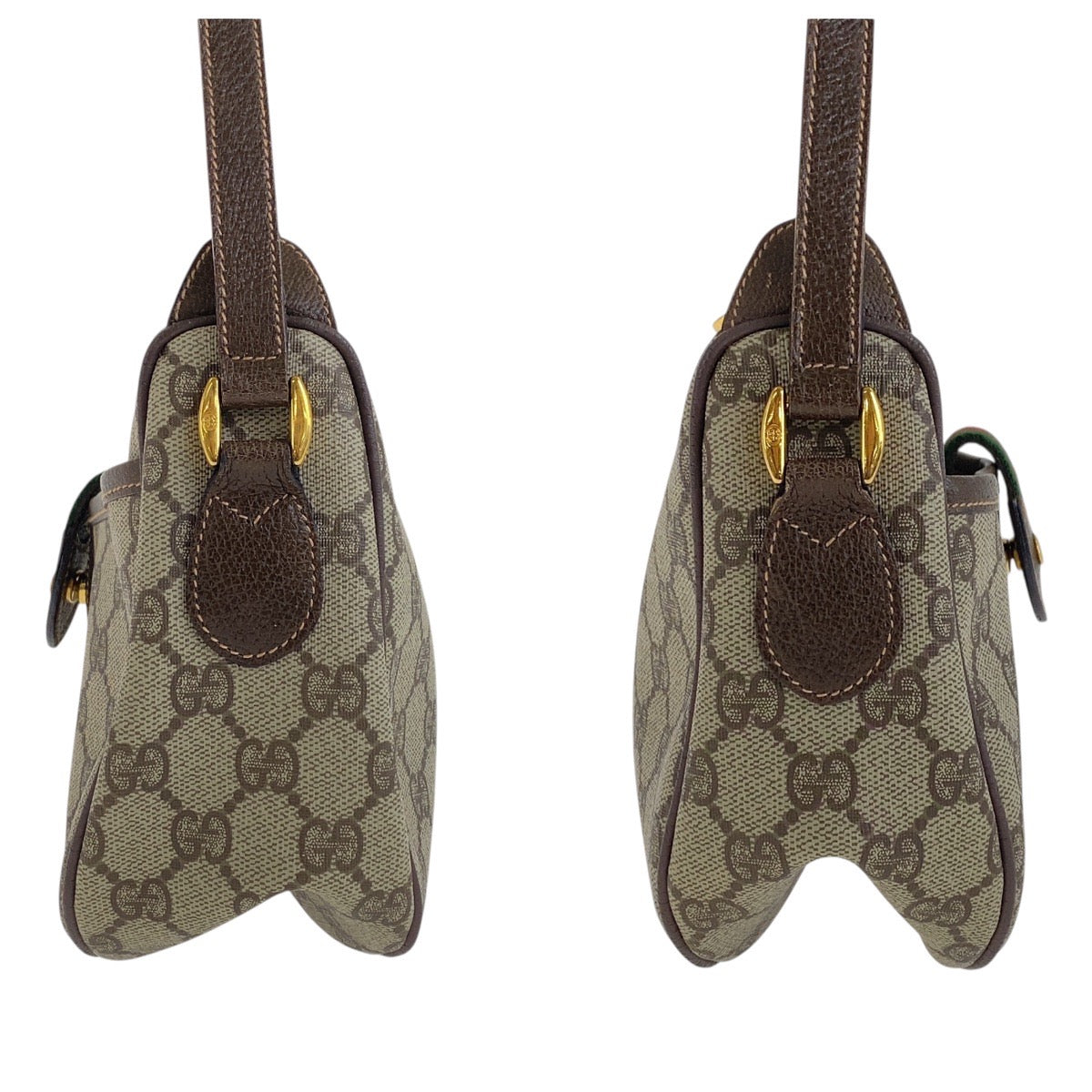 GUCCI Shoulder Bag 001 123 6177 GG Supreme Canvas Beige Brown Gold Metal Old Gucci Shelly Line
