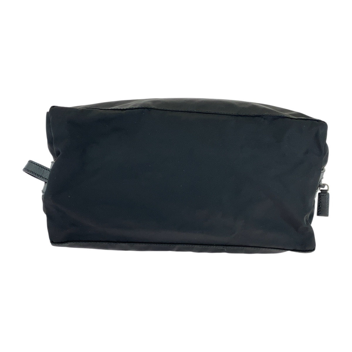 PRADA Clutch bag Nylon Black SilverMetal Testo Saffiano leather Triangle With logo