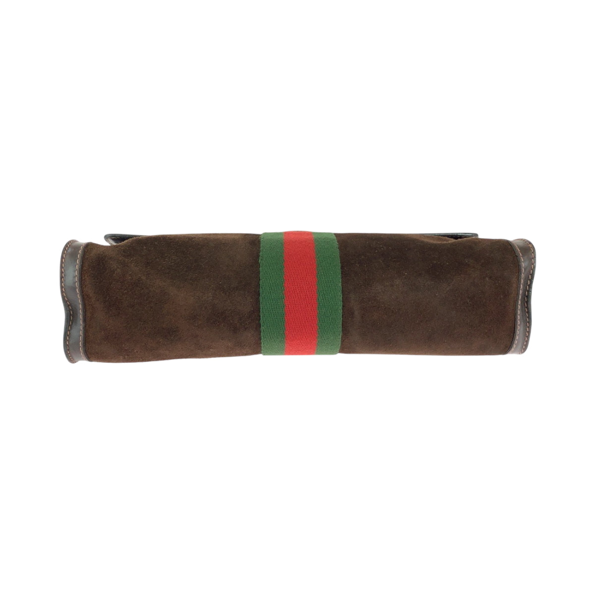 GUCCI Clutch bag Suede Brown Red Green GoldMetal GUCCI PARFUMS Old Gucci Sherry Line