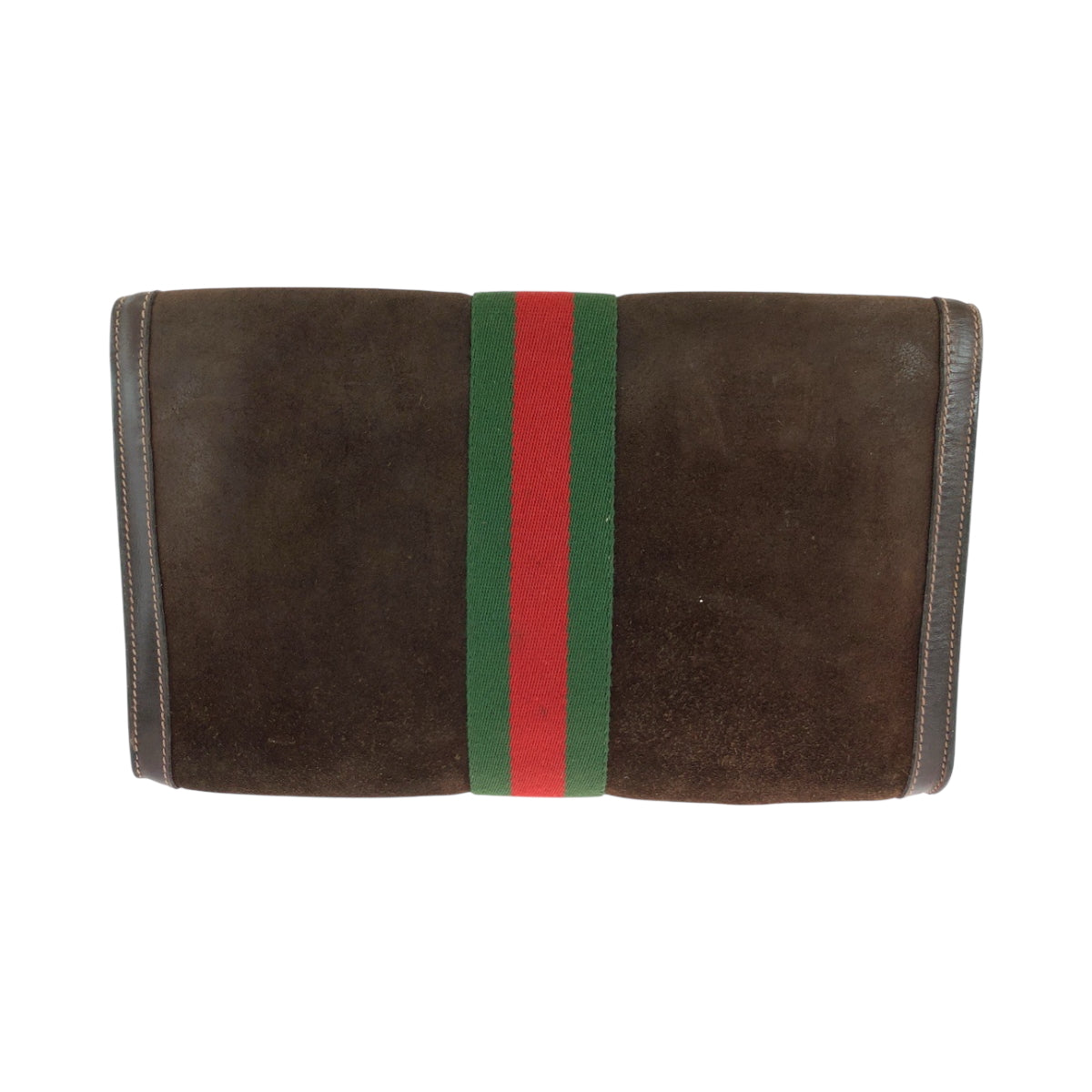 GUCCI Clutch bag Suede Brown Red Green GoldMetal GUCCI PARFUMS Old Gucci Sherry Line