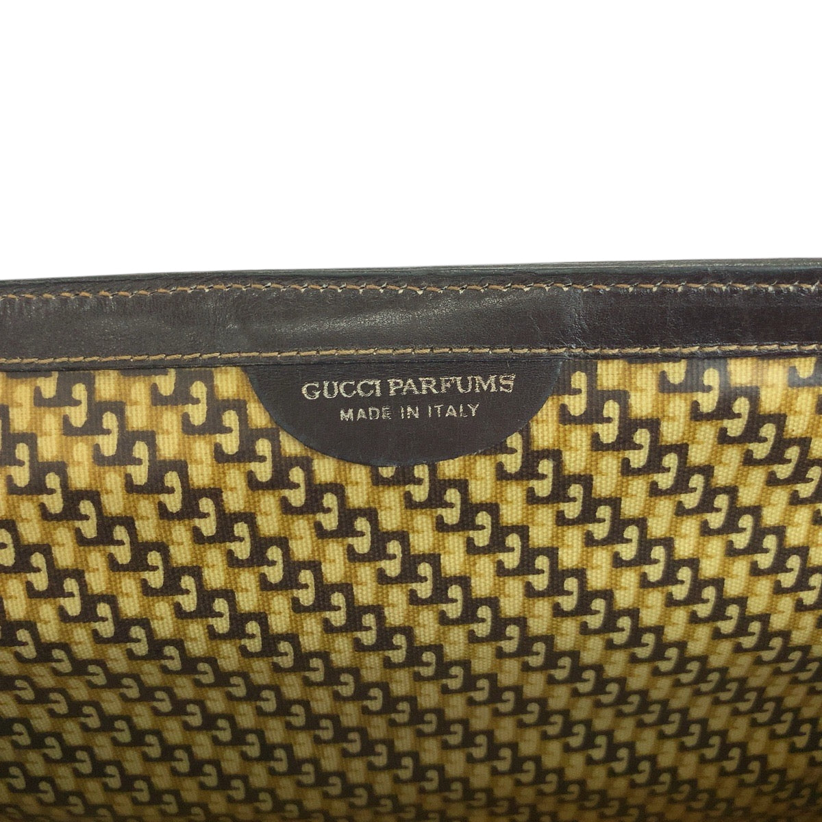 GUCCI Clutch bag Suede Brown Red Green GoldMetal GUCCI PARFUMS Old Gucci Sherry Line