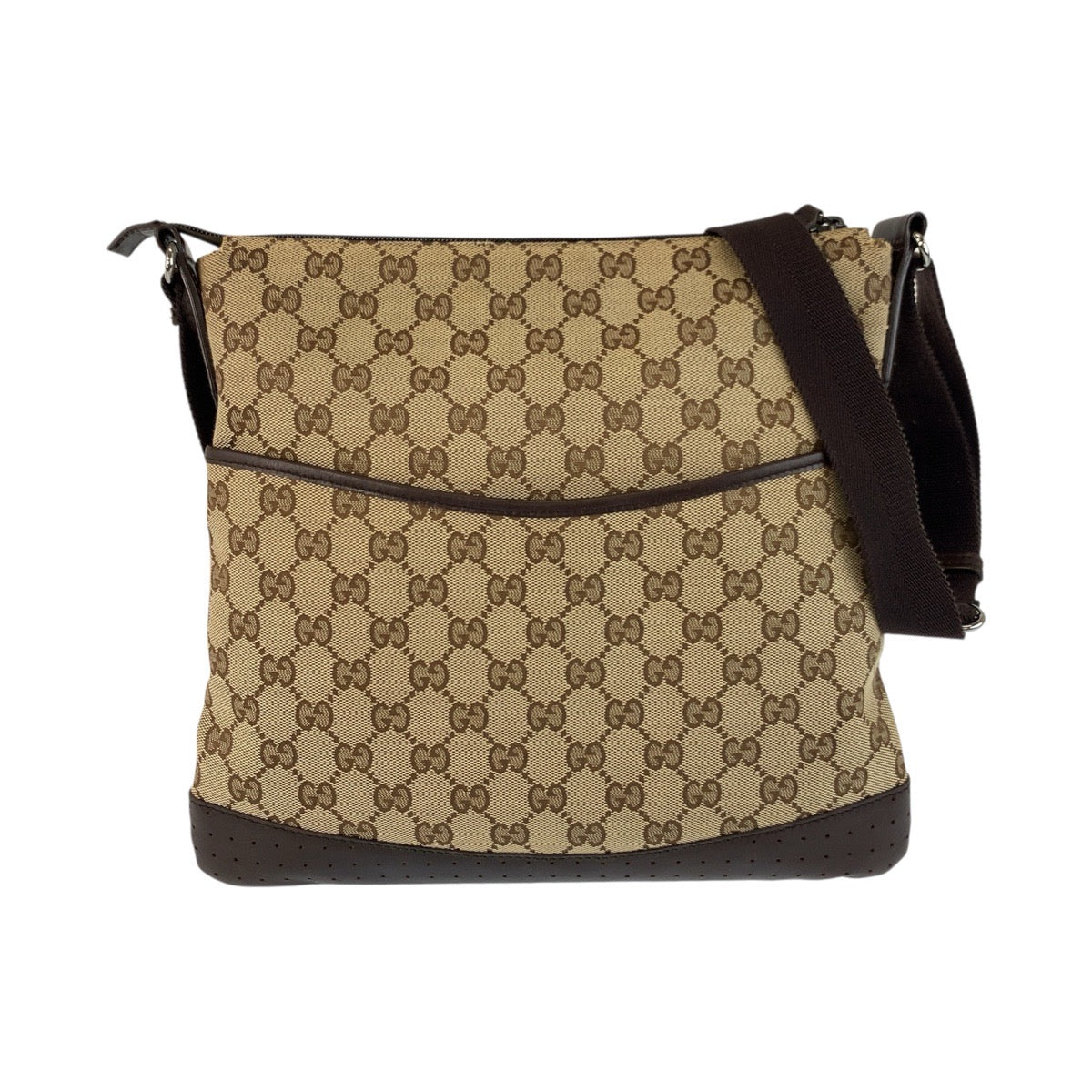 GUCCI Shoulder Bag 145857 GG canvas Beige Brown SilverMetal