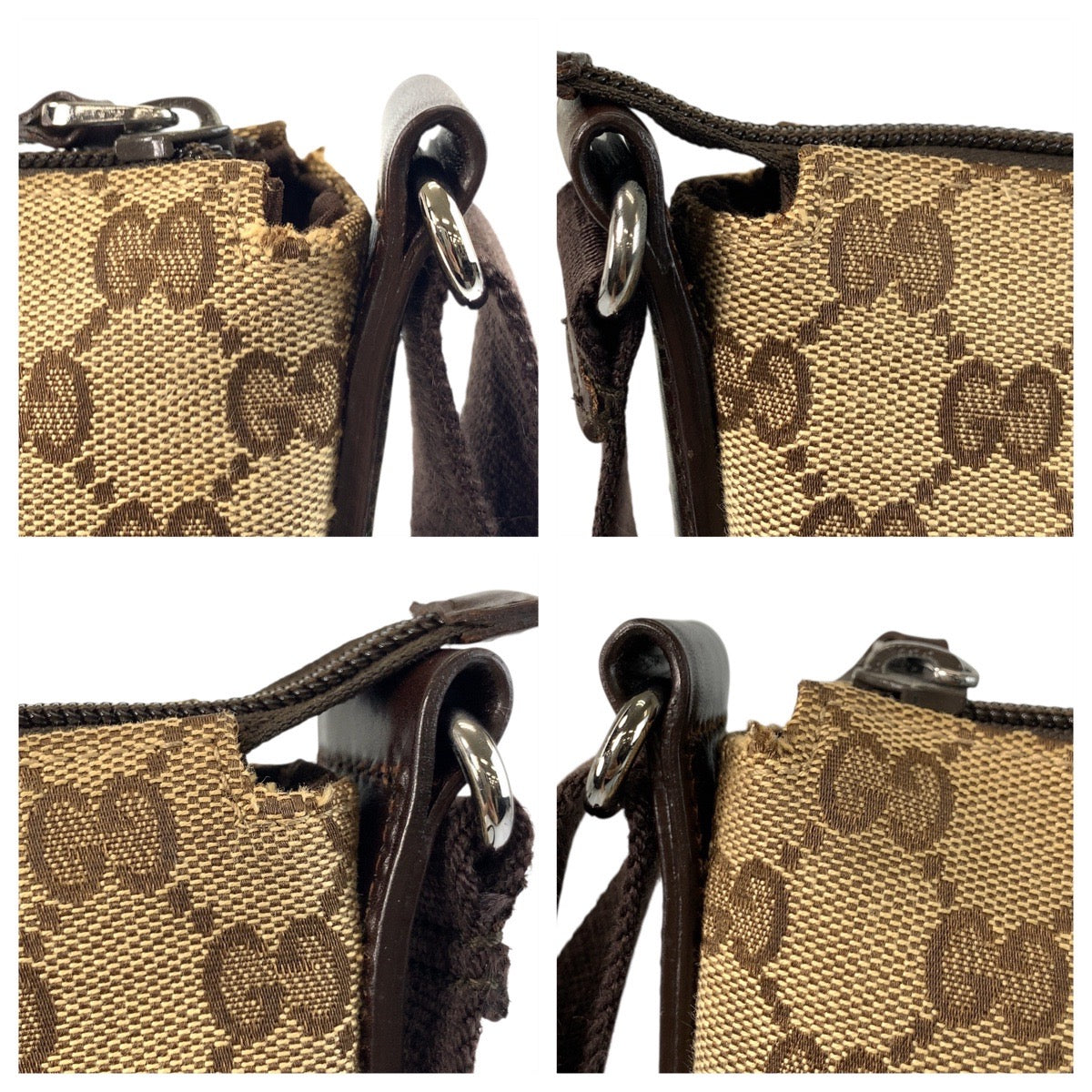 GUCCI Shoulder Bag 145857 GG canvas Beige Brown SilverMetal