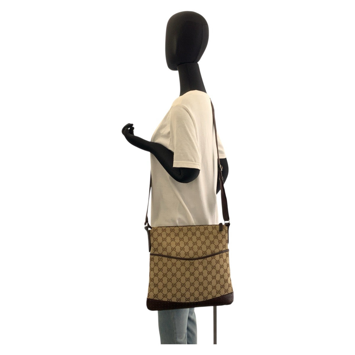 GUCCI Shoulder Bag 145857 GG canvas Beige Brown SilverMetal