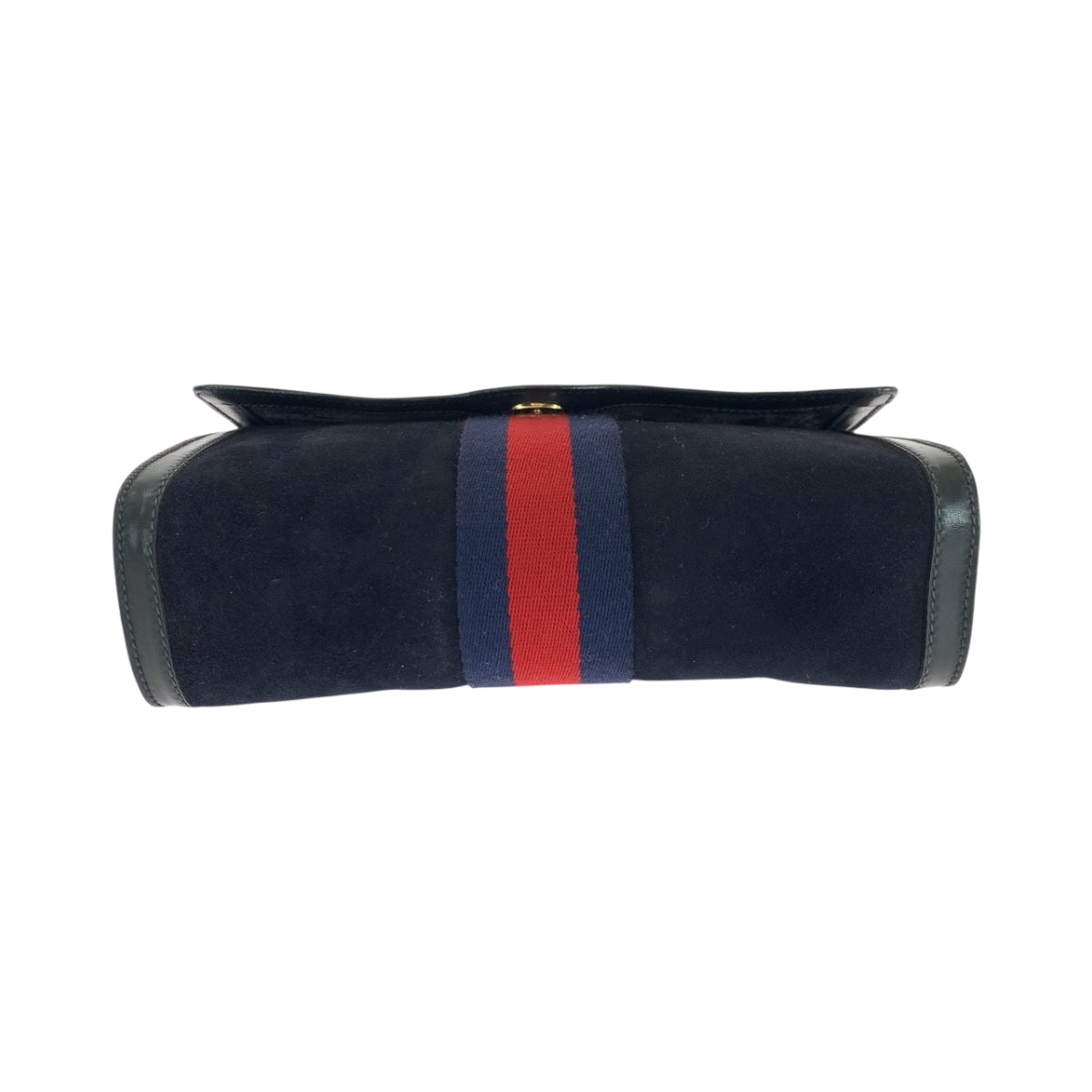 GUCCI Clutch bag 67 014 3088 Suede Navy Red Gold Metal Old Gucci