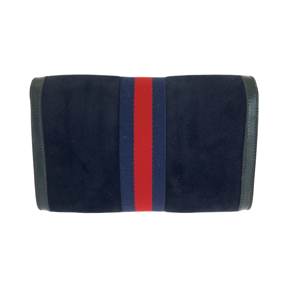 GUCCI Clutch bag 67 014 3088 Suede Navy Red Gold Metal Old Gucci