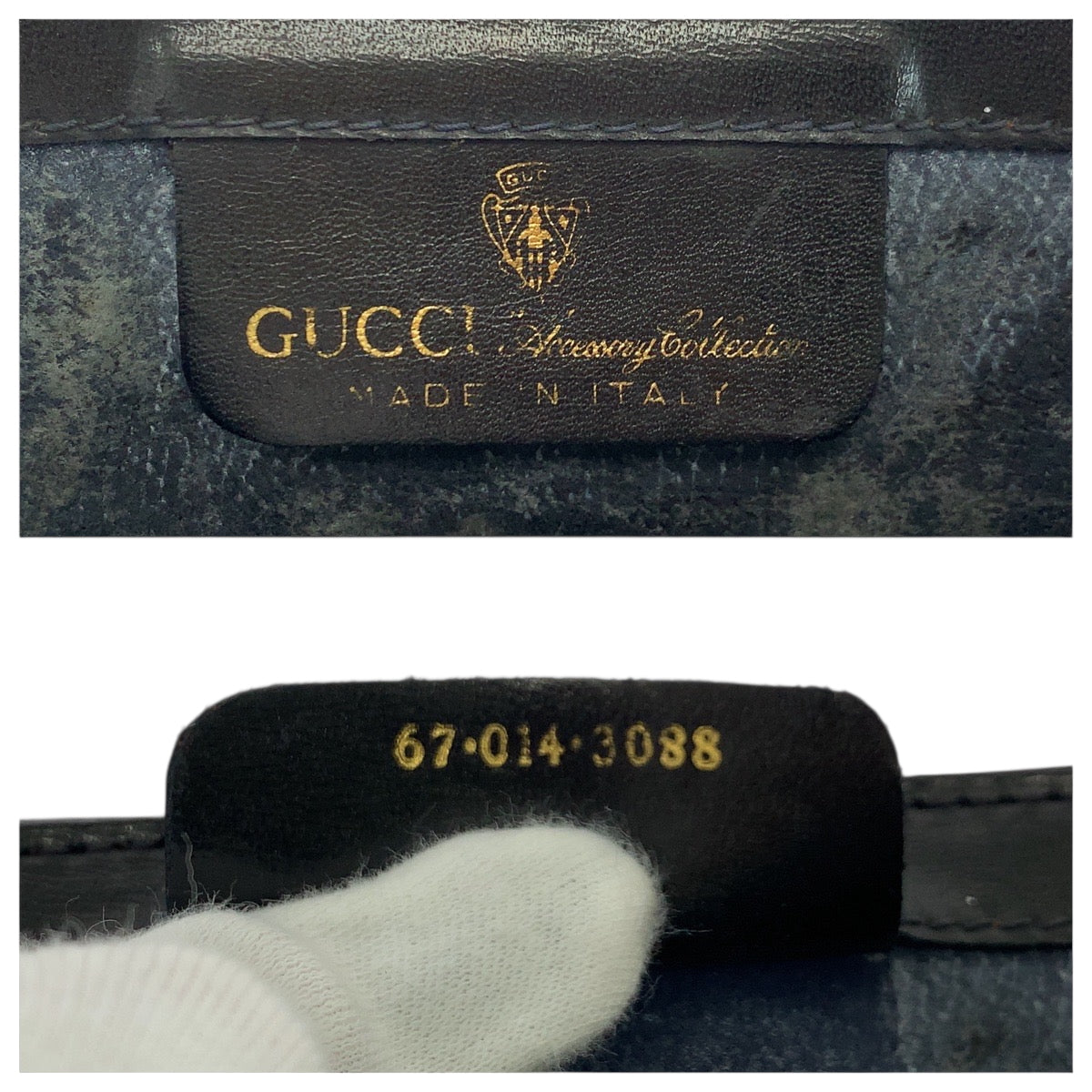 GUCCI Clutch bag 67 014 3088 Suede Navy Red Gold Metal Old Gucci