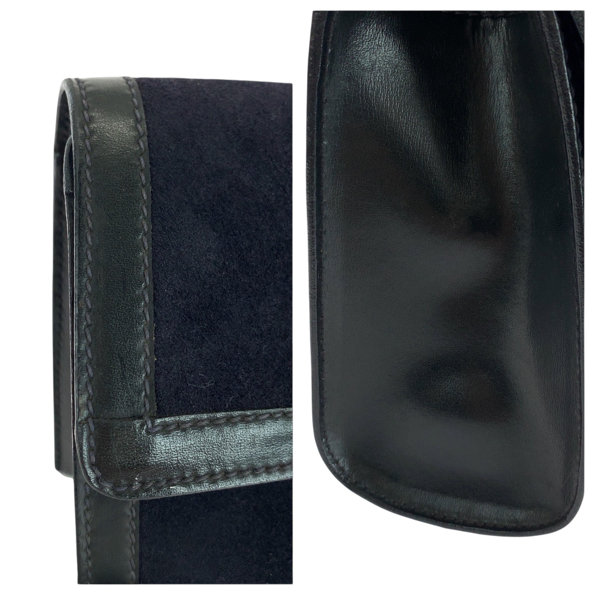 GUCCI Clutch bag 67 014 3088 Suede Navy Red Gold Metal Old Gucci