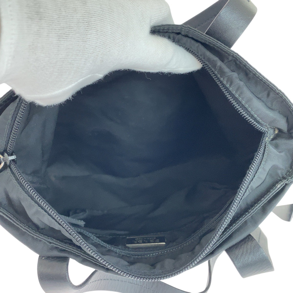 PRADA Tote Bag Nylon Black SilverMetal Test Triangle With logo