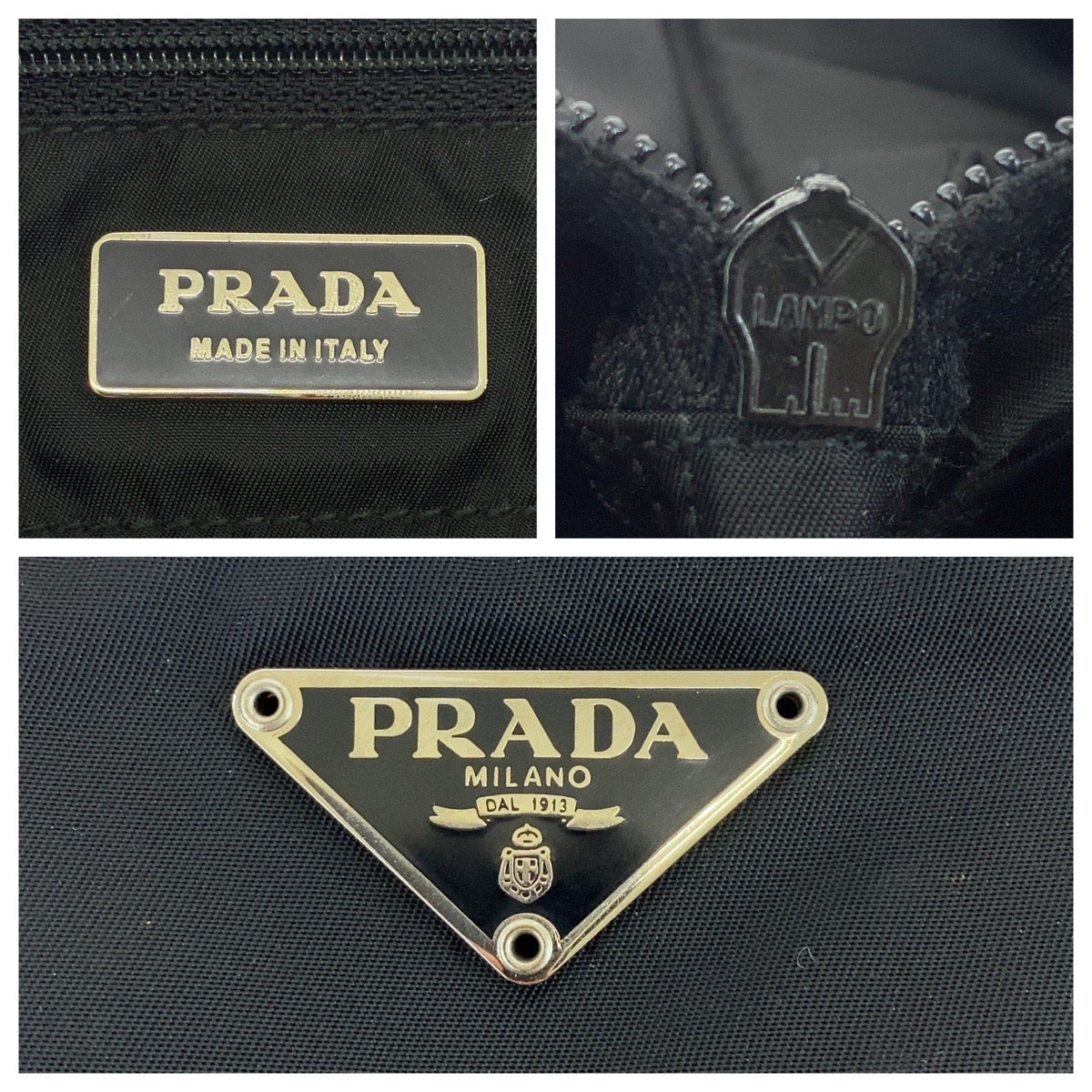 PRADA Tote Bag Nylon Black SilverMetal Test Triangle With logo