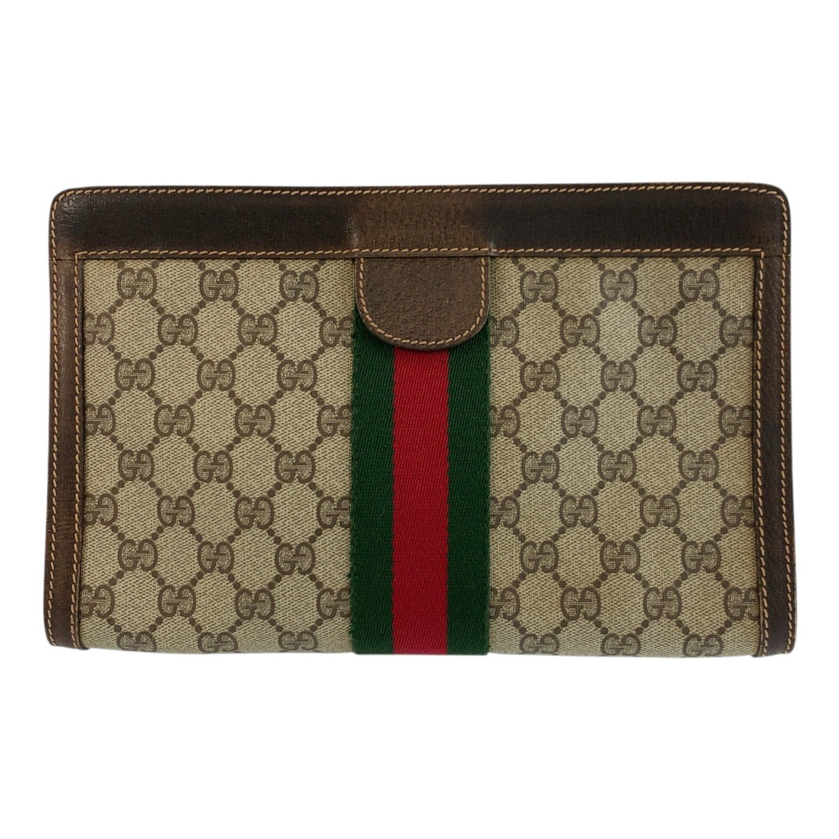 GUCCI Clutch bag 41 001 2825 28 GG Supreme Canvas Beige brown Sherry Line Old Gucci
