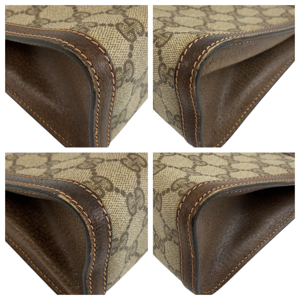 GUCCI Clutch bag 41 001 2825 28 GG Supreme Canvas Beige brown Sherry Line Old Gucci
