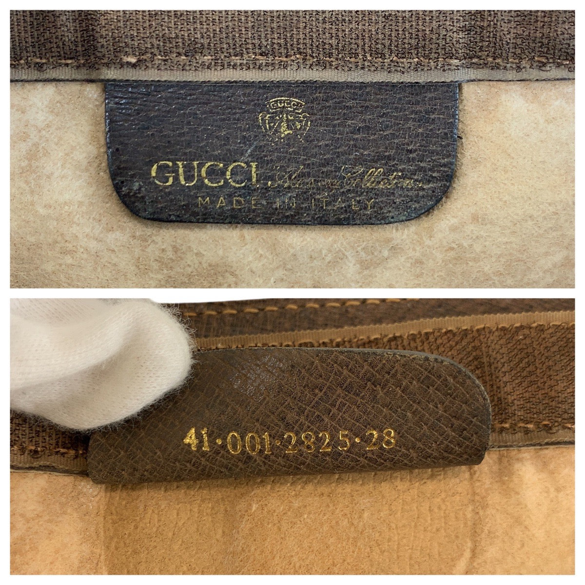 GUCCI Clutch bag 41 001 2825 28 GG Supreme Canvas Beige brown Sherry Line Old Gucci