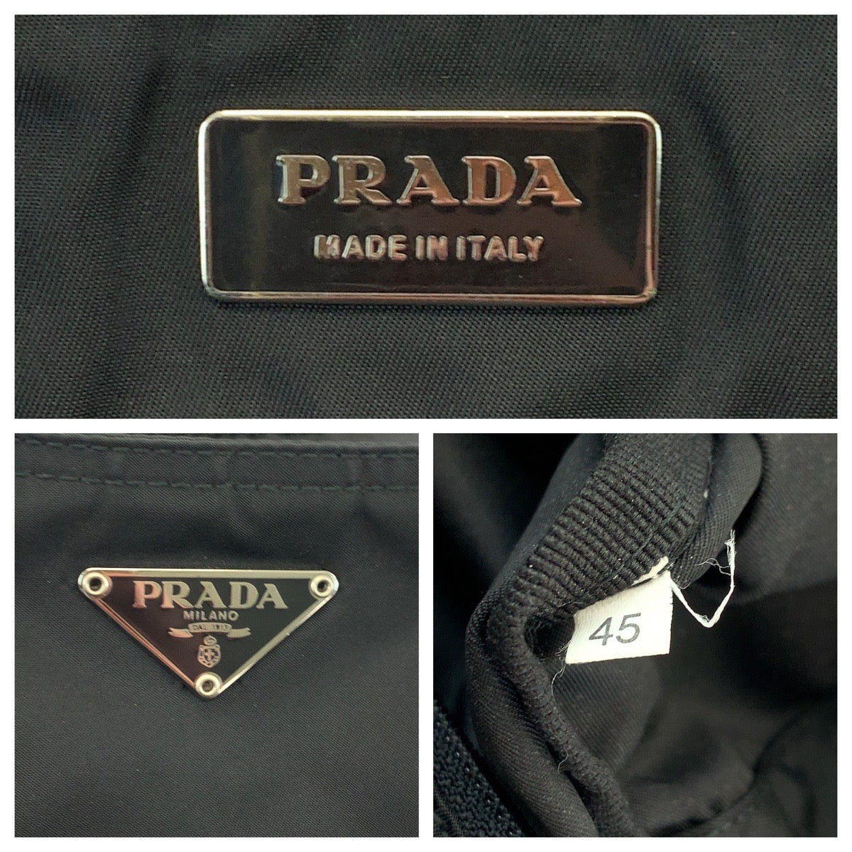 PRADA Tote Bag Nylon Black SilverMetal Test Triangle With logo