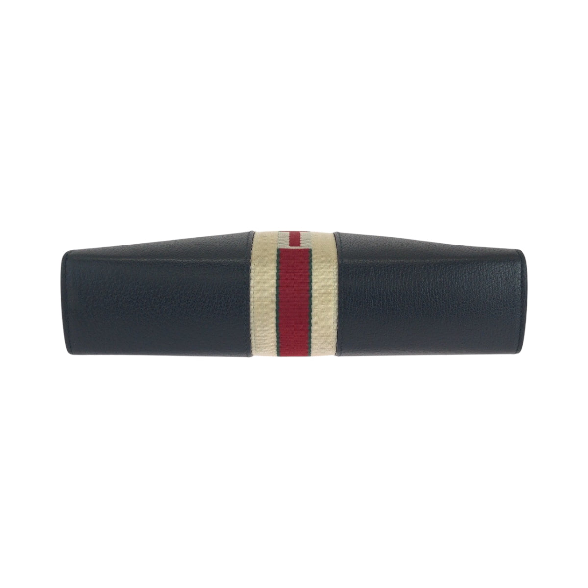GUCCI Clutch bag 475316 leather Black White SilverMetal Web stripe
