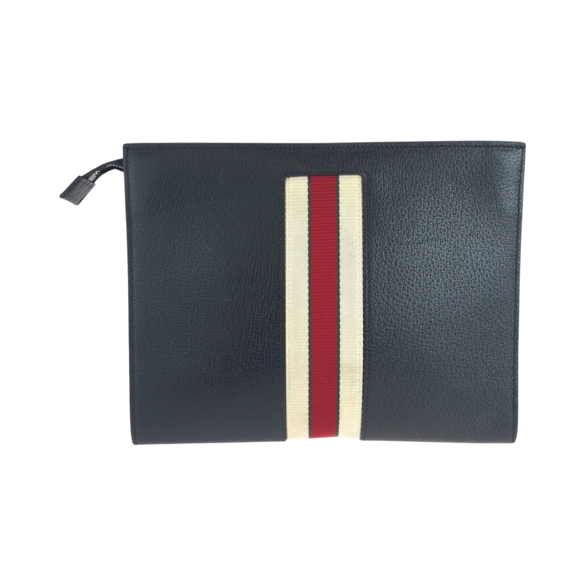 GUCCI Clutch bag 475316 leather Black White SilverMetal Web stripe