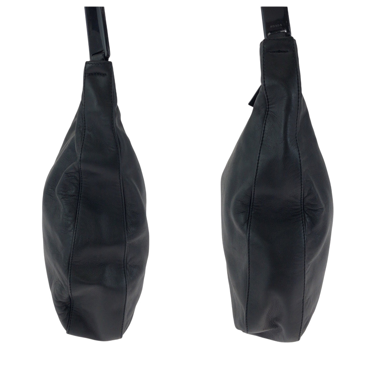 PRADA Shoulder Bag plastic Black black Plat Stick handle logo