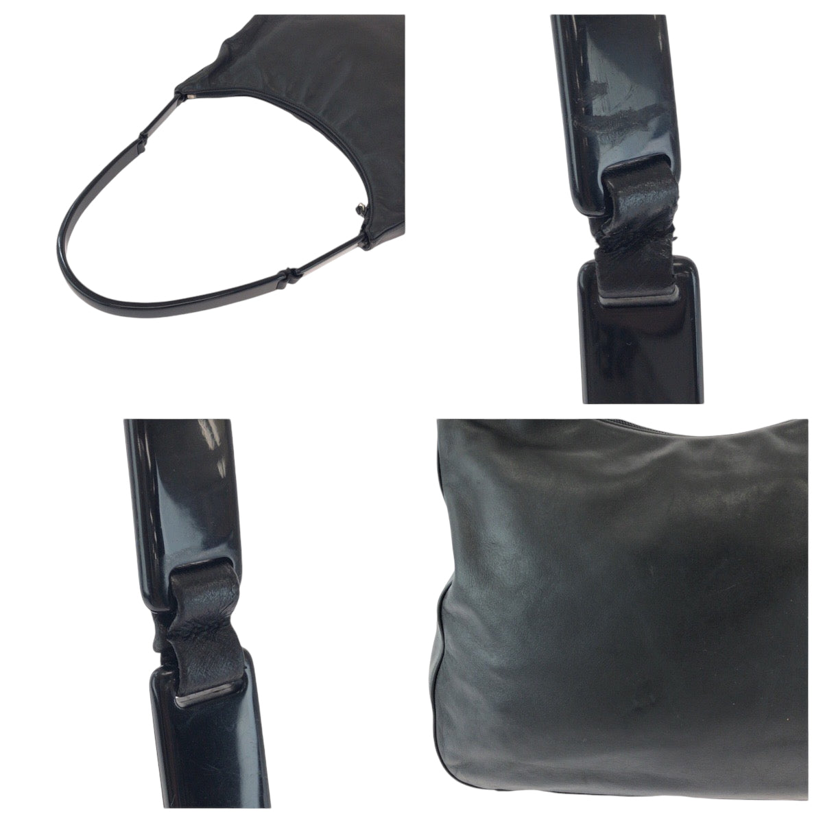 PRADA Shoulder Bag plastic Black black Plat Stick handle logo