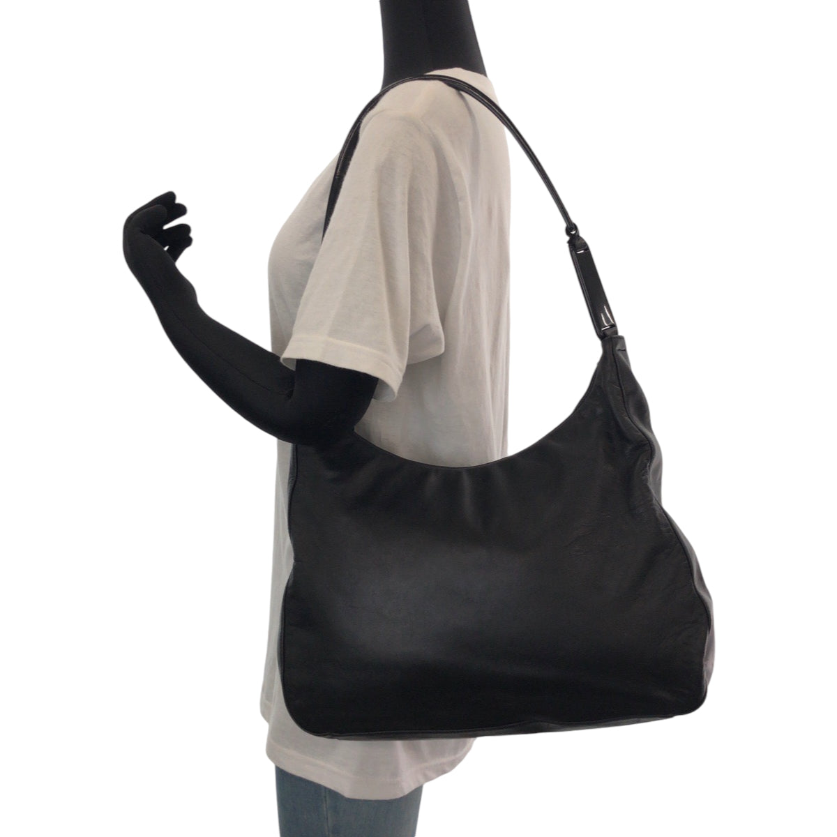 PRADA Shoulder Bag plastic Black black Plat Stick handle logo