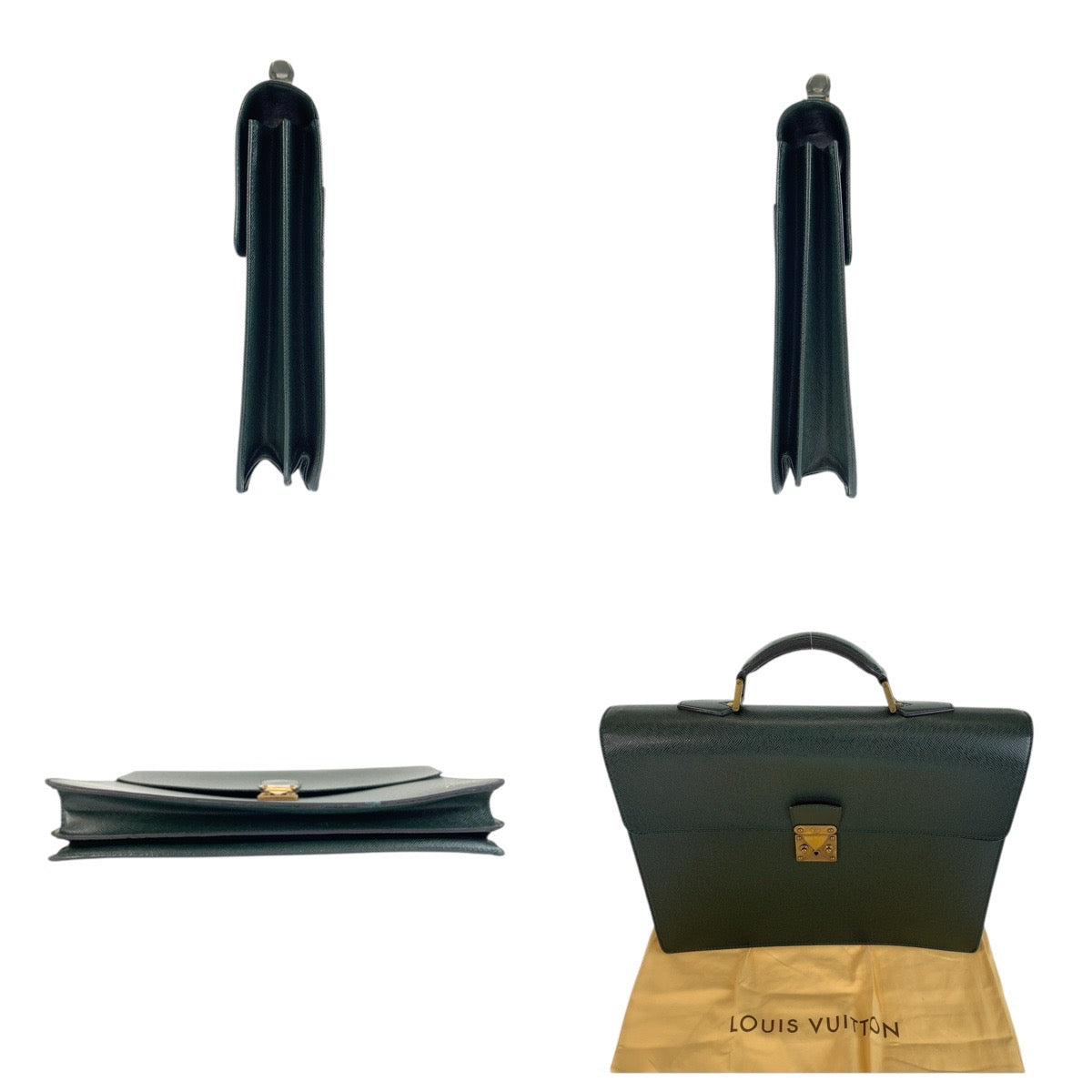 LOUIS VUITTON Business bag M30034 leather Episea Dark Green Gold Metal Taiga Moscova