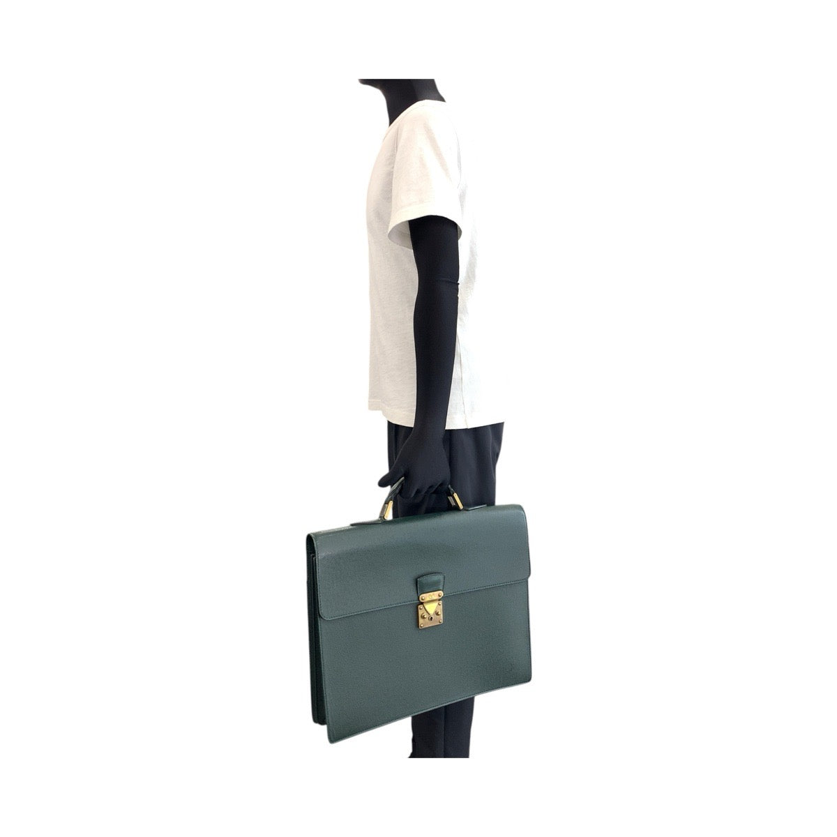 LOUIS VUITTON Business bag M30034 leather Episea Dark Green Gold Metal Taiga Moscova