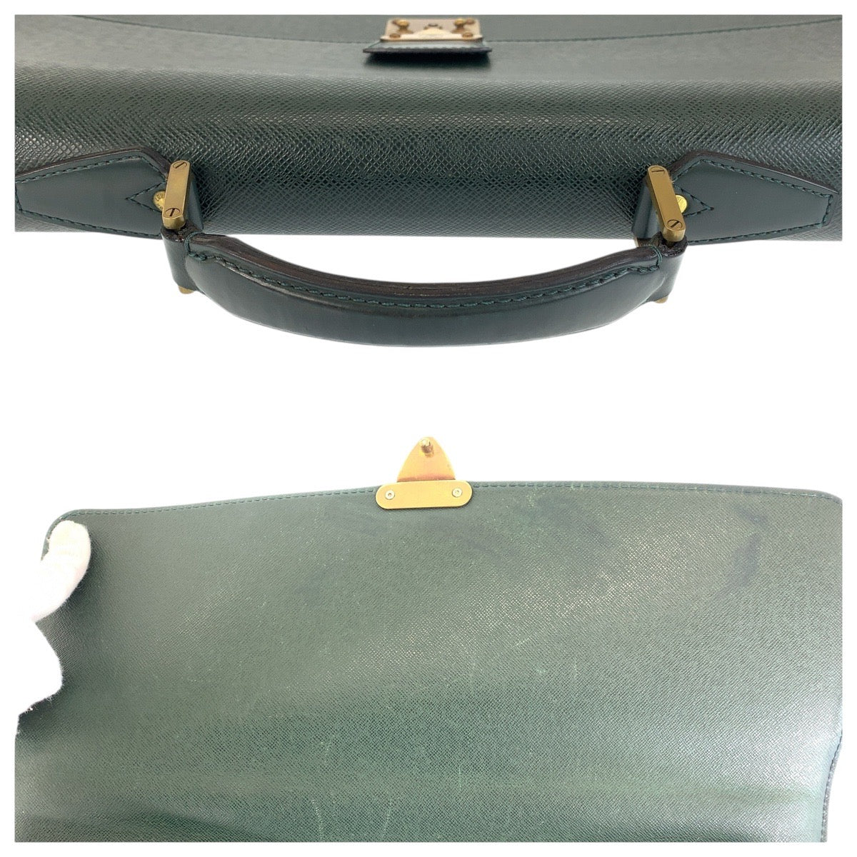 LOUIS VUITTON Business bag M30034 leather Episea Dark Green Gold Metal Taiga Moscova