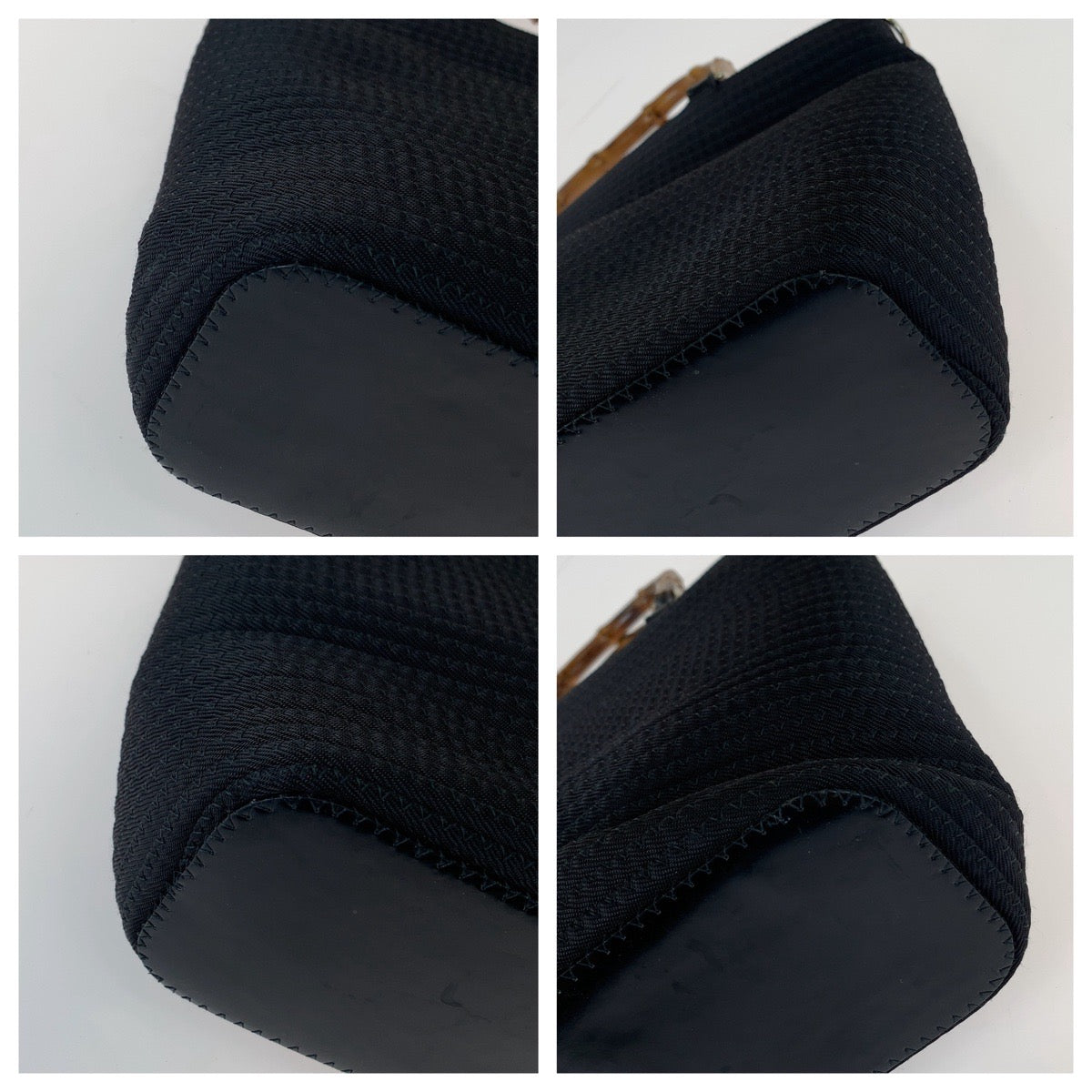 GUCCI Tote Bag 000 1998 0540 canvas Black Silver Metal Bamboo