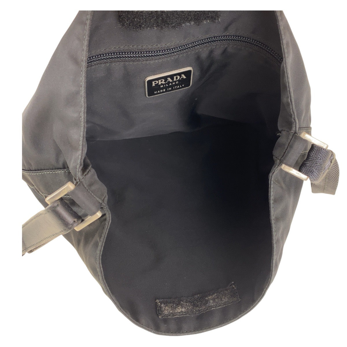 PRADA Shoulder Bag Nylon Black SilverMetal Test Triangle With logo
