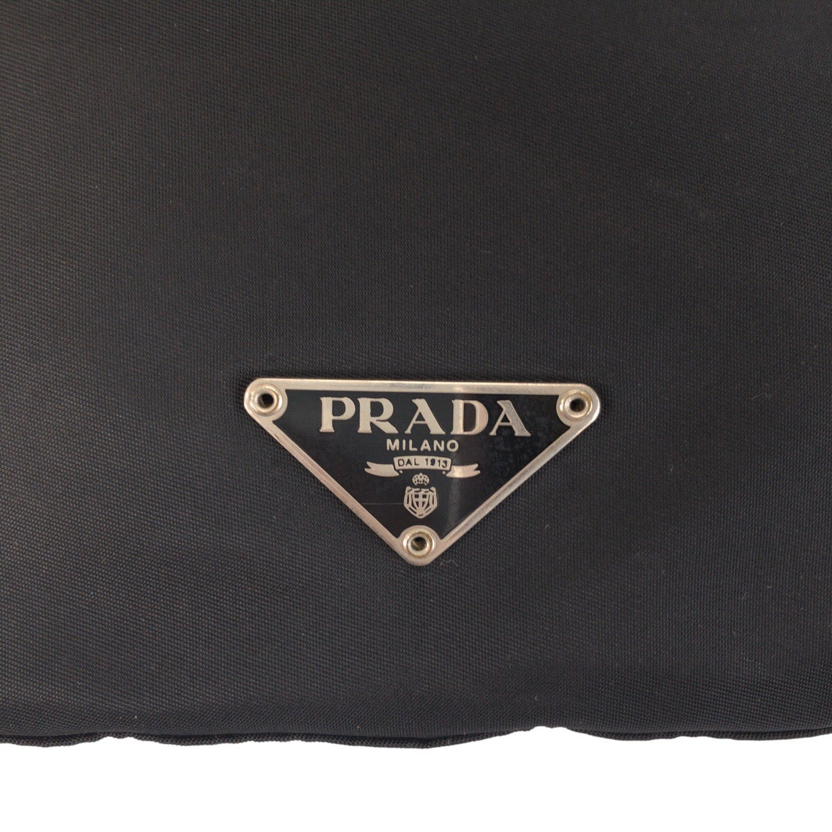 PRADA Shoulder Bag Nylon Black SilverMetal Test Triangle With logo