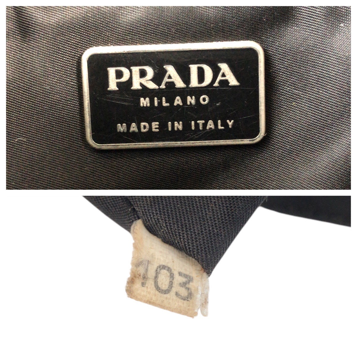 PRADA Shoulder Bag Nylon Black SilverMetal Test Triangle With logo