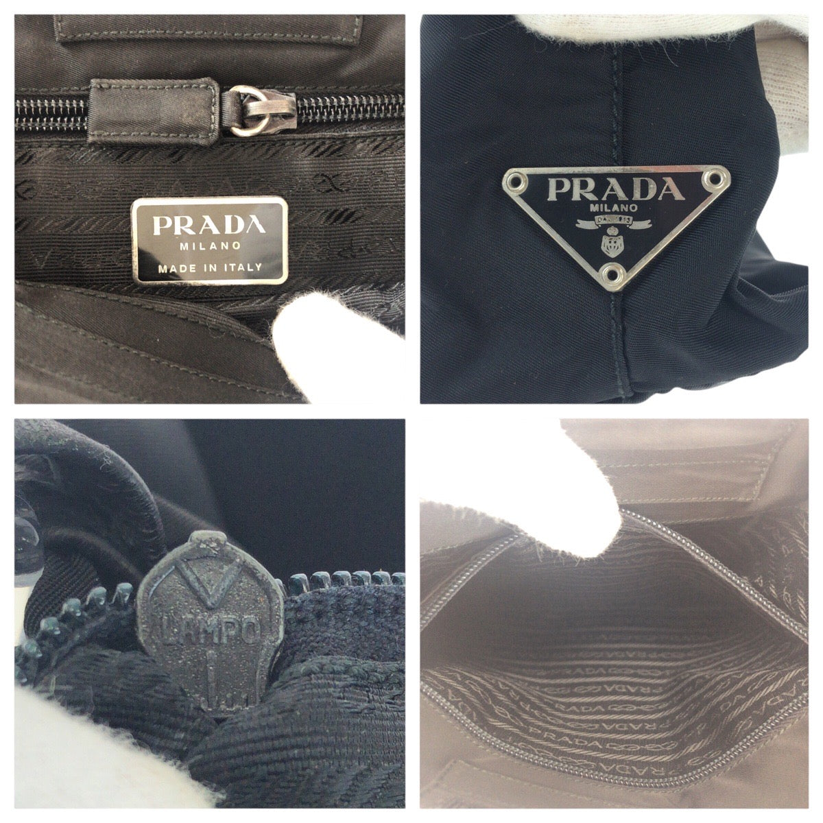 PRADA Shoulder Bag Nylon Black SilverMetal Test Triangle With logo