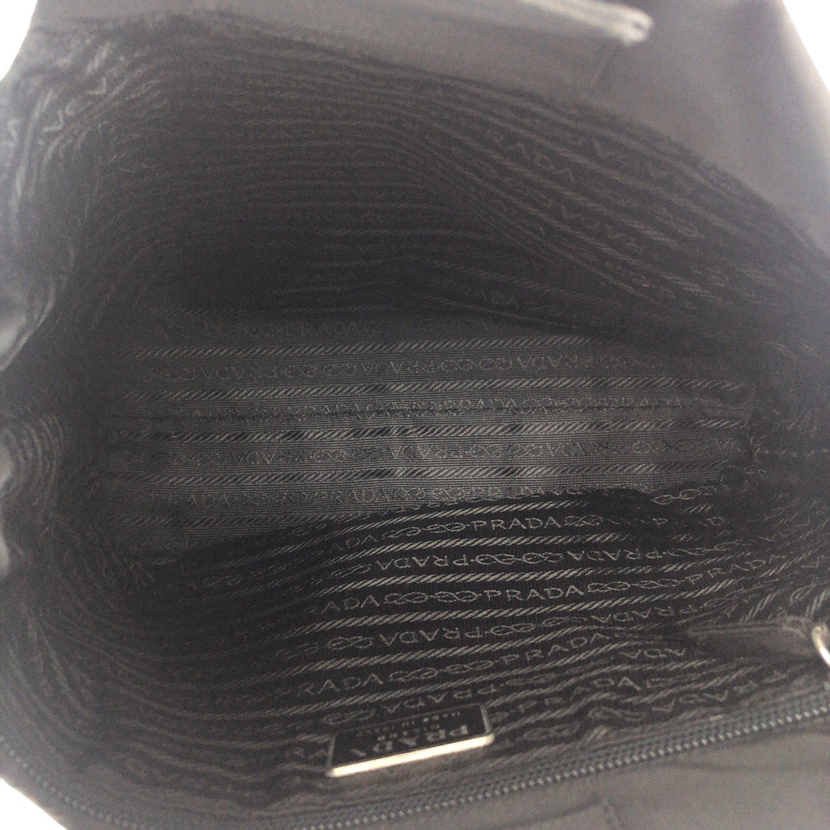 PRADA Shoulder Bag Nylon Black SilverMetal Test Triangle With logo