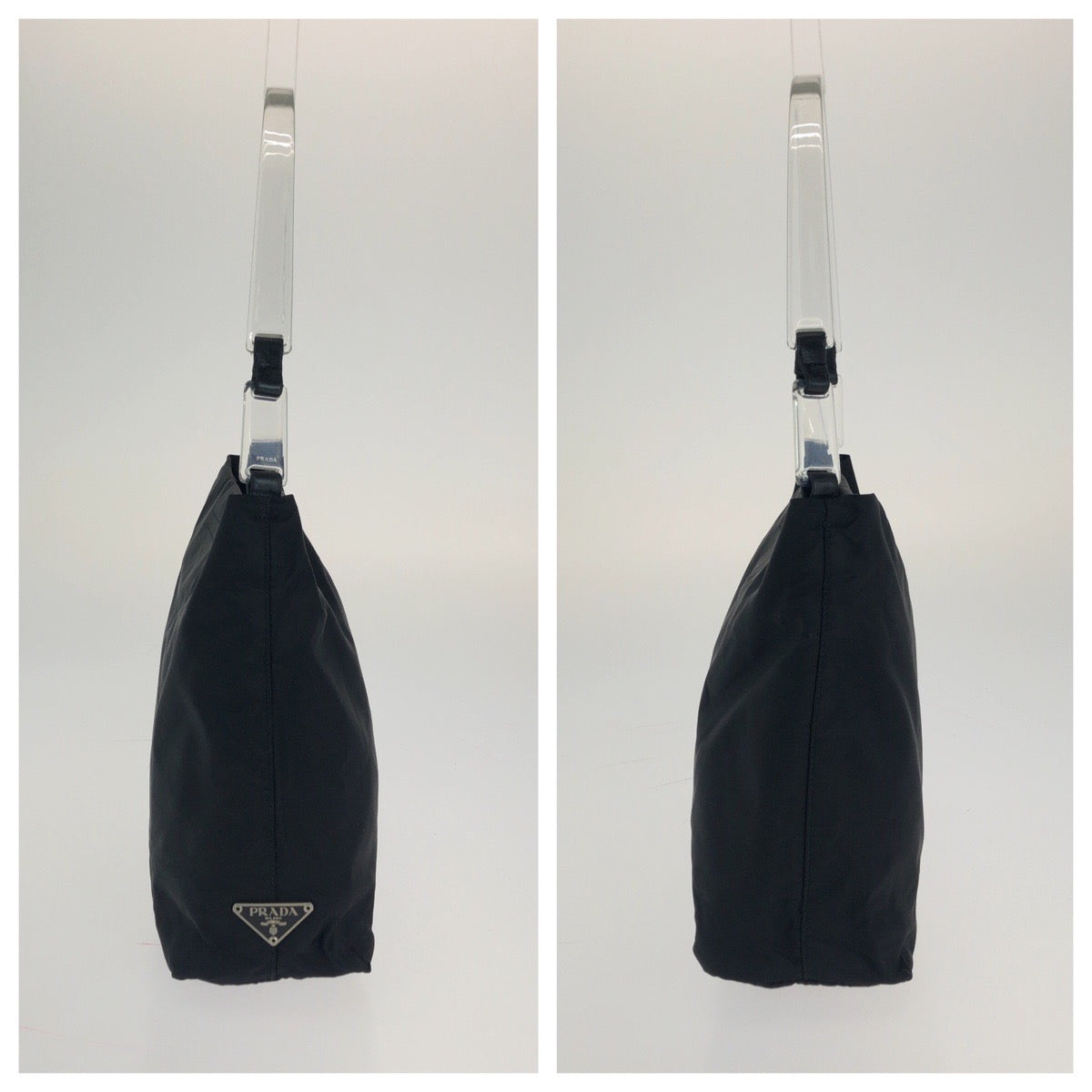 PRADA Shoulder Bag Nylon Black SilverMetal Test Triangle With logo