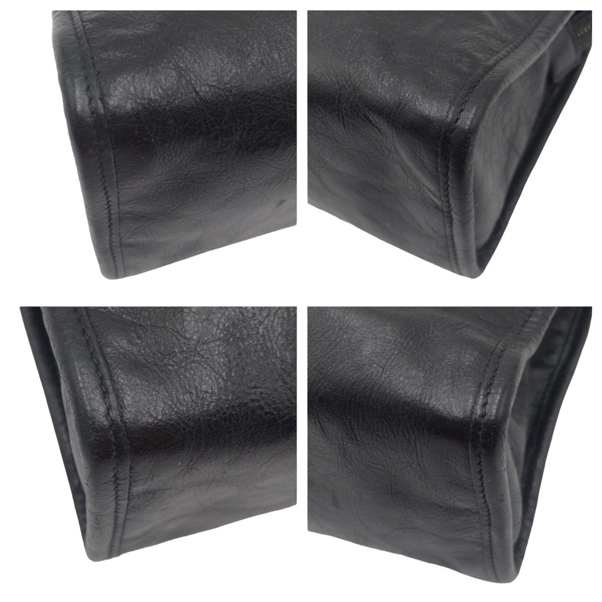 GUCCI Clutch bag leather black Interlocking