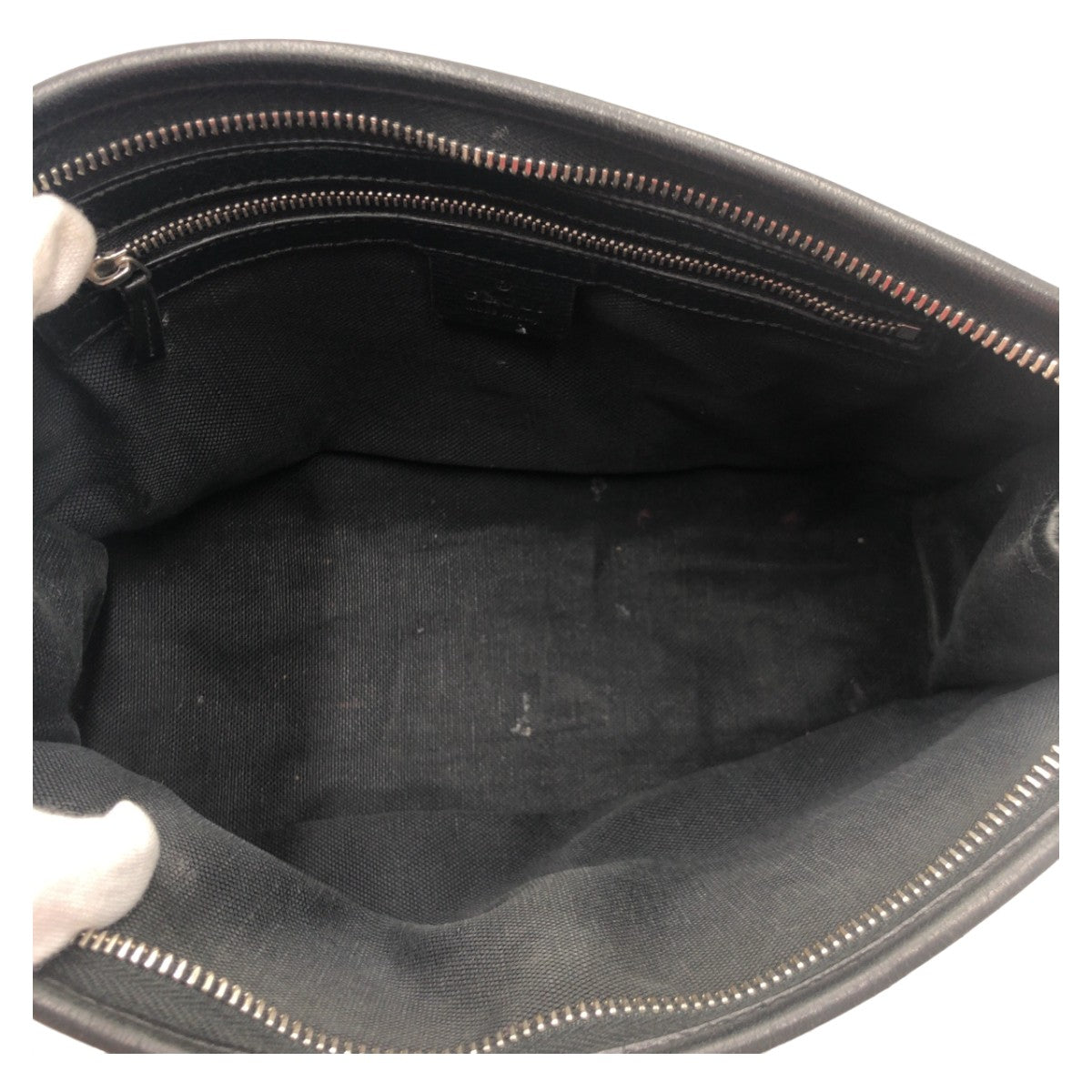 GUCCI Clutch bag leather black Interlocking