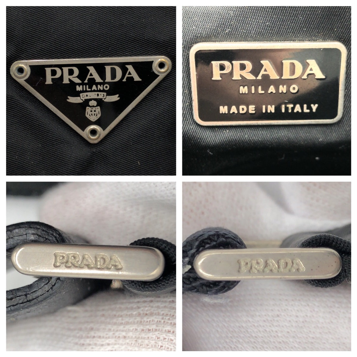 PRADA Shoulder Bag Nylon Black black Test Triangle With logo