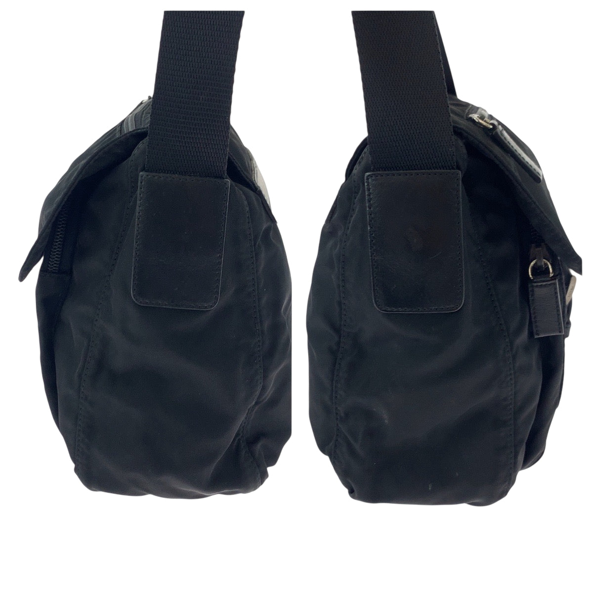 PRADA Shoulder Bag Nylon Black SilverMetal Test Triangle With logo
