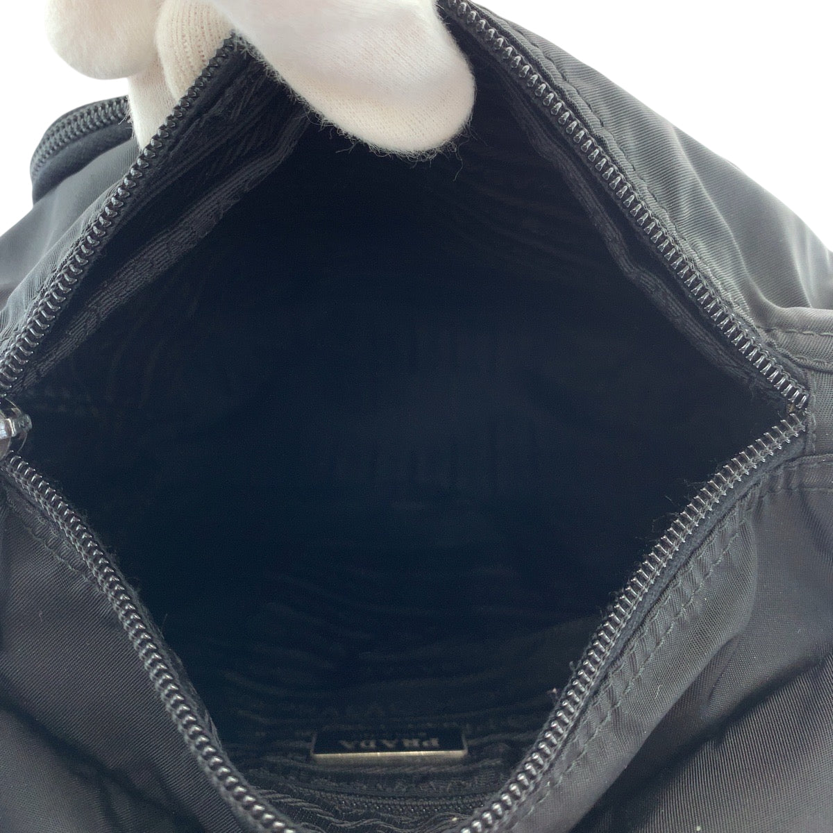 PRADA Shoulder Bag Nylon Black SilverMetal Test Triangle With logo