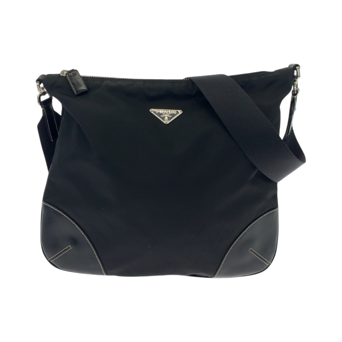 PRADA Shoulder Bag 7 Nylon Black SilverMetal Test Triangle With logo