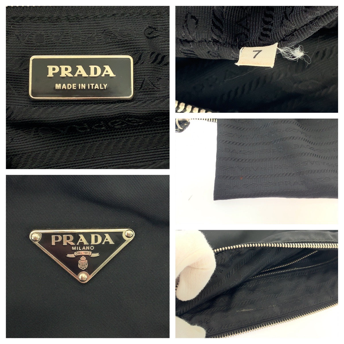 PRADA Shoulder Bag 7 Nylon Black SilverMetal Test Triangle With logo