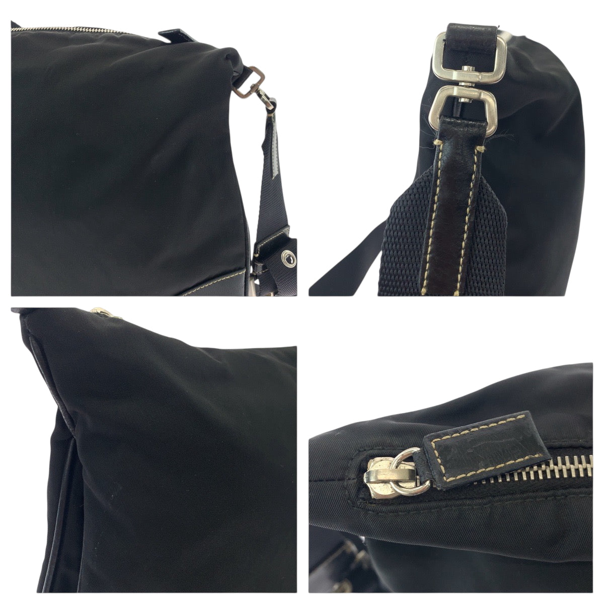 PRADA Shoulder Bag 7 Nylon Black SilverMetal Test Triangle With logo