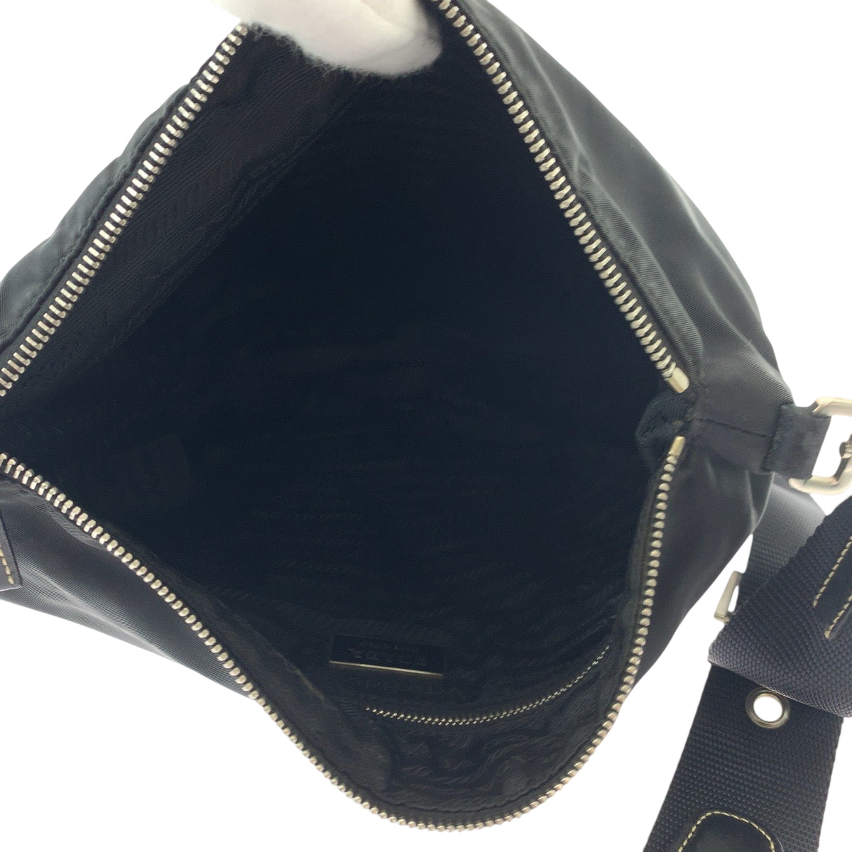 PRADA Shoulder Bag 7 Nylon Black SilverMetal Test Triangle With logo