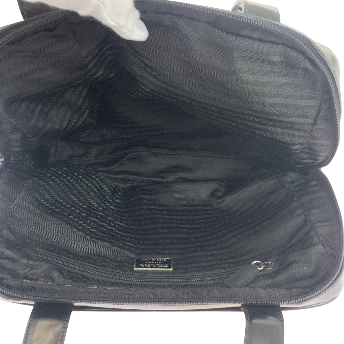 PRADA Tote Bag Nylon Black SilverMetal Test Triangle With logo