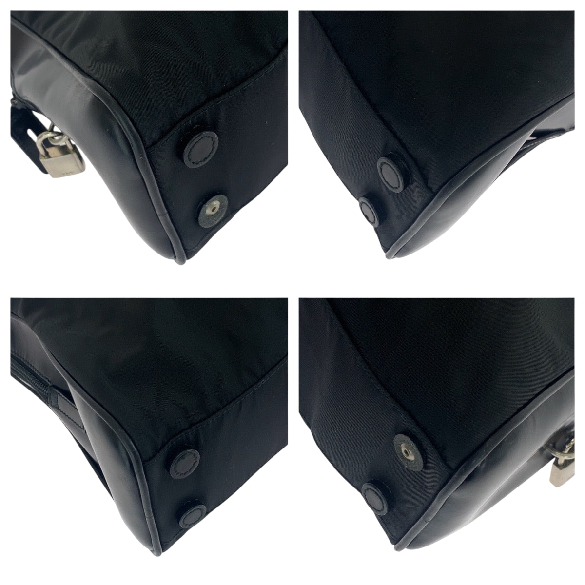 PRADA Tote Bag Nylon Black SilverMetal Test Triangle With logo