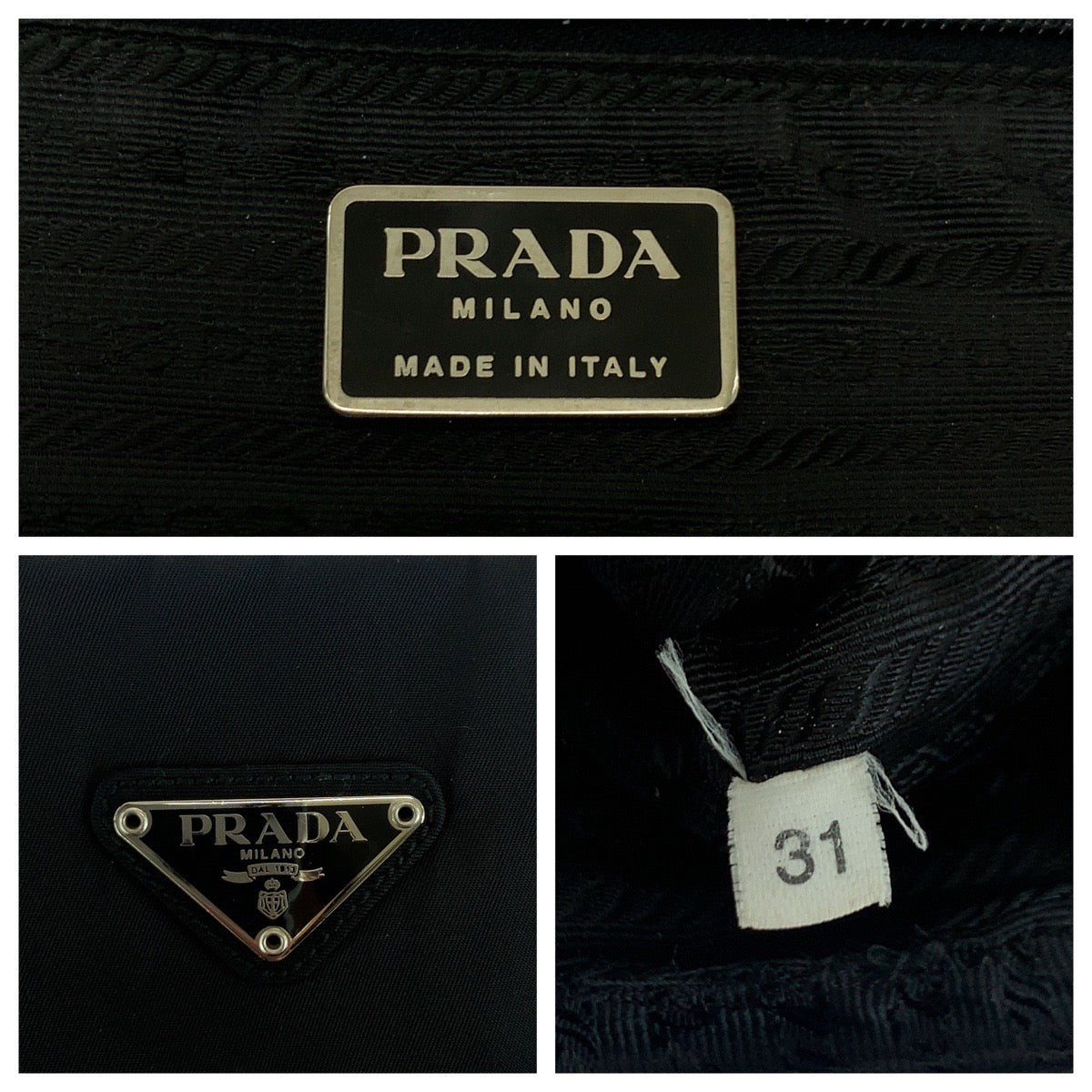 PRADA Tote Bag Nylon Black SilverMetal Test Triangle With logo