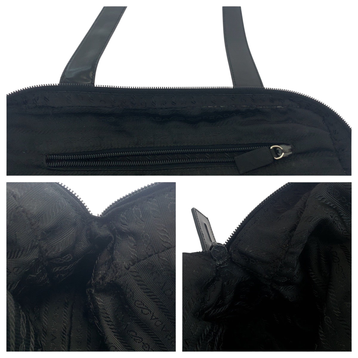 PRADA Tote Bag Nylon Black SilverMetal Test Triangle With logo
