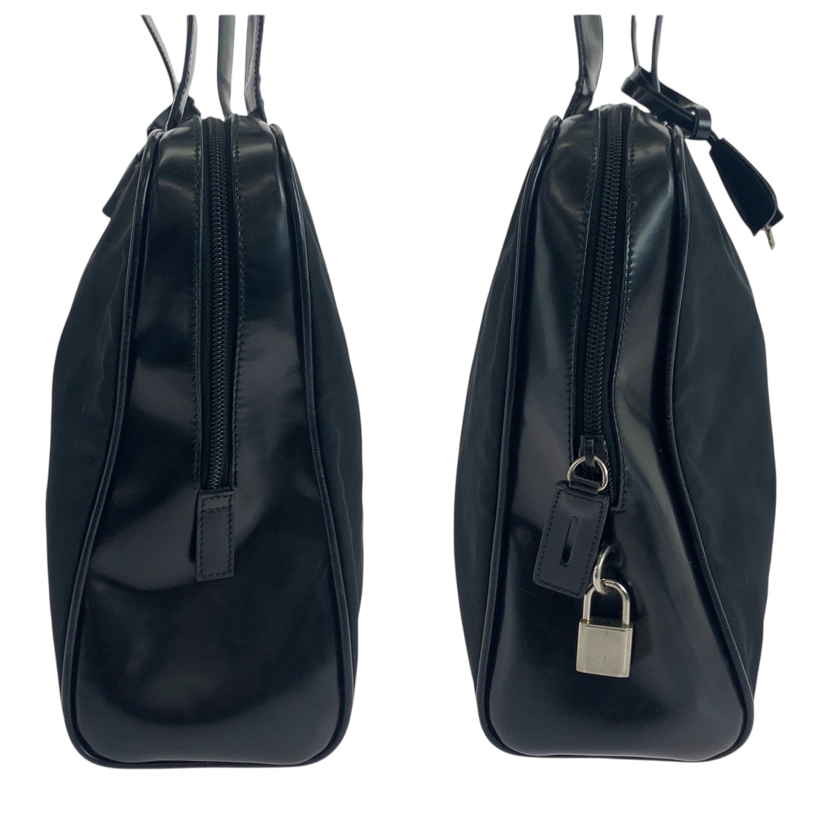 PRADA Tote Bag Nylon Black SilverMetal Test Triangle With logo