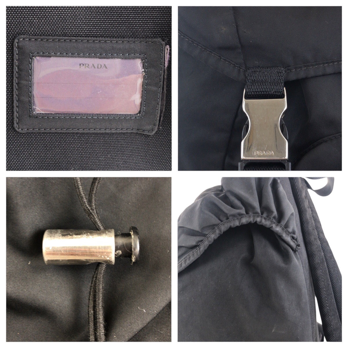 PRADA Backpack Nylon Black SilverMetal Test Triangle With logo