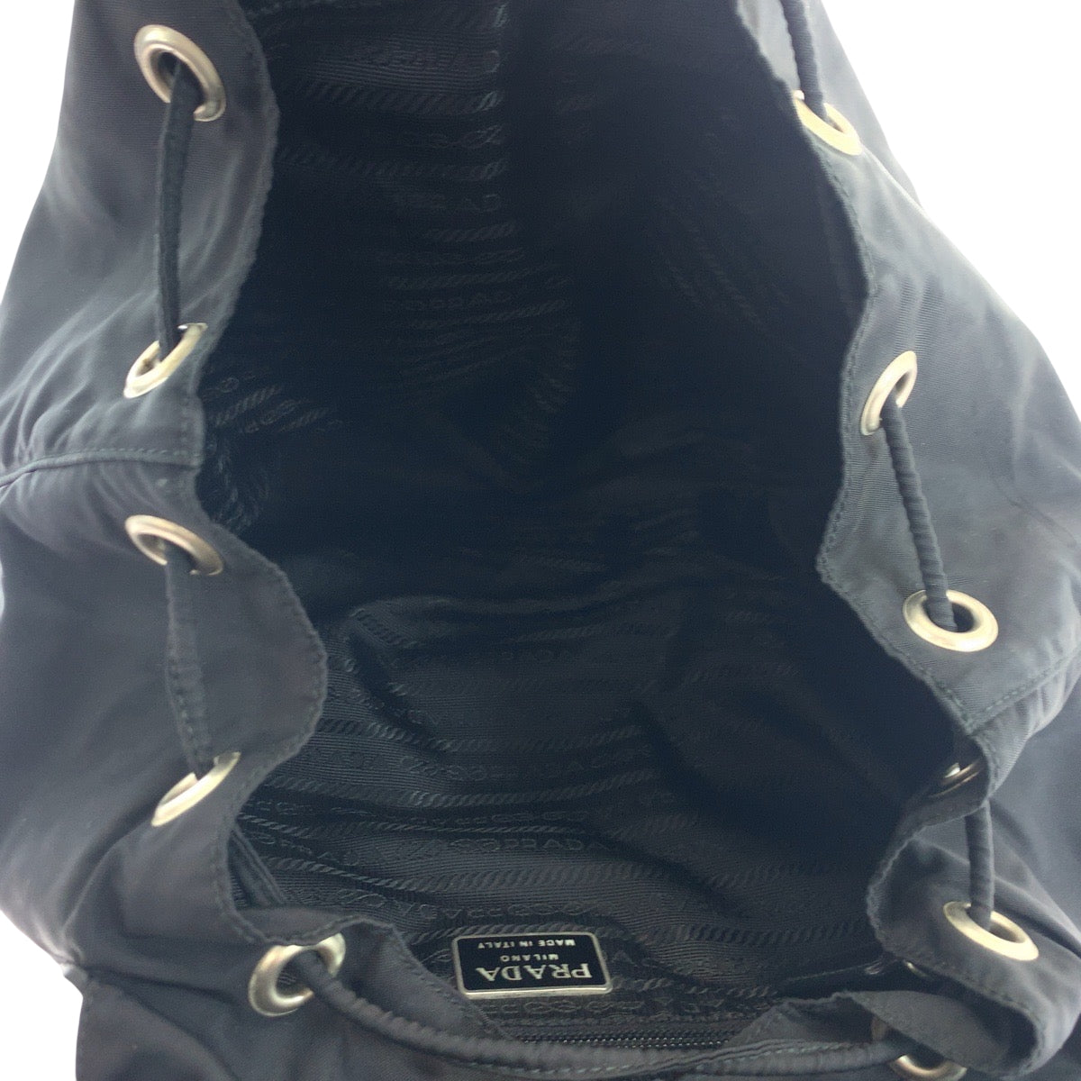 PRADA Backpack Nylon Black SilverMetal Test Triangle With logo